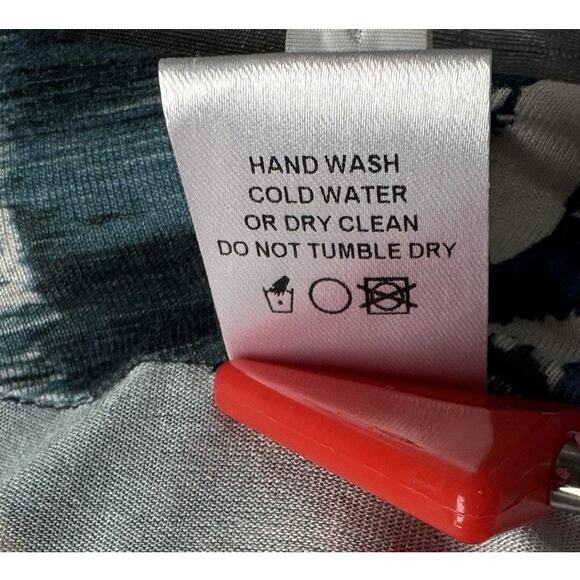 Anni Kuan Medium Ocean Jersey Dress Medium Abstract Art Draped Cowl Sleeveless - Picture 7 of 10